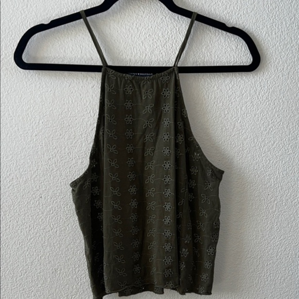 Olive Green Eyelet Women's Tank